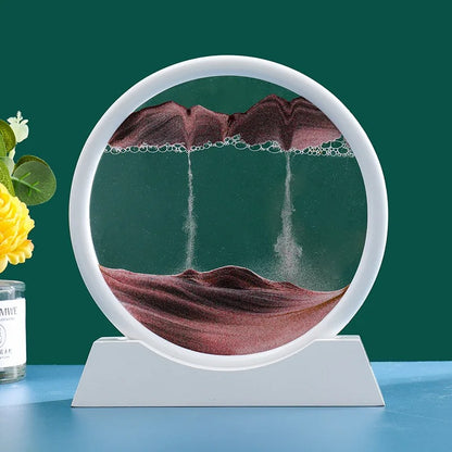 3D Moving Sand Art Picture Round Glass