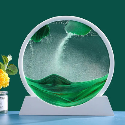 3D Moving Sand Art Picture Round Glass