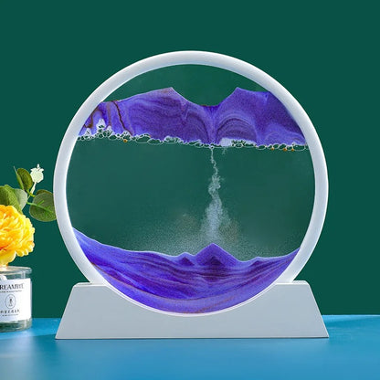 3D Moving Sand Art Picture Round Glass